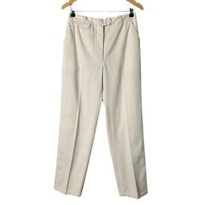 Vintage Sasson‎ Cream High Waisted Tailored Pants Straight Leg Cotton Blend, 12